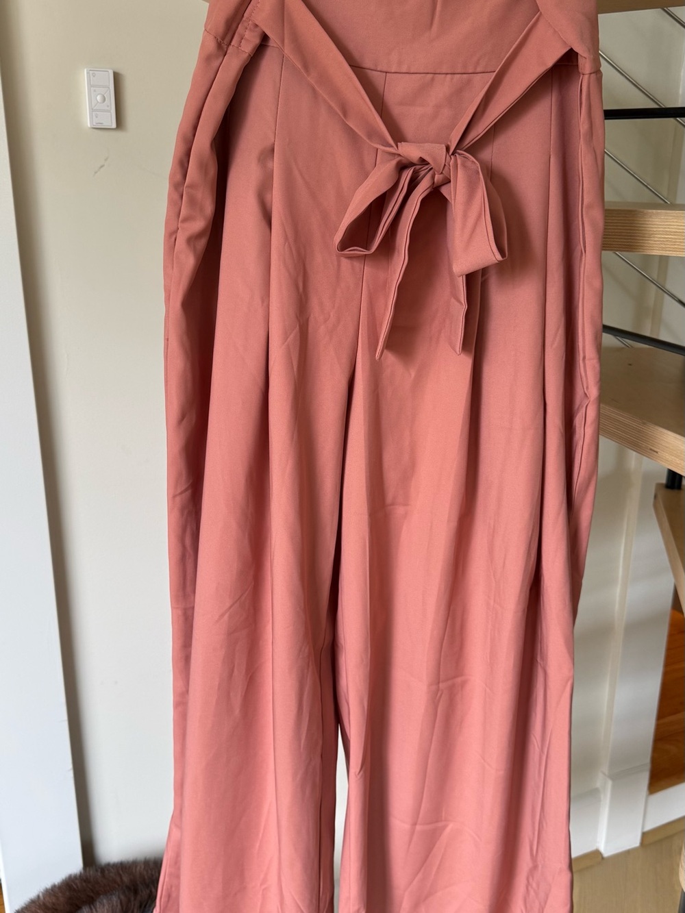 NWOT Wide-Leg Tie-Waist Pants - Dusty Rose size L